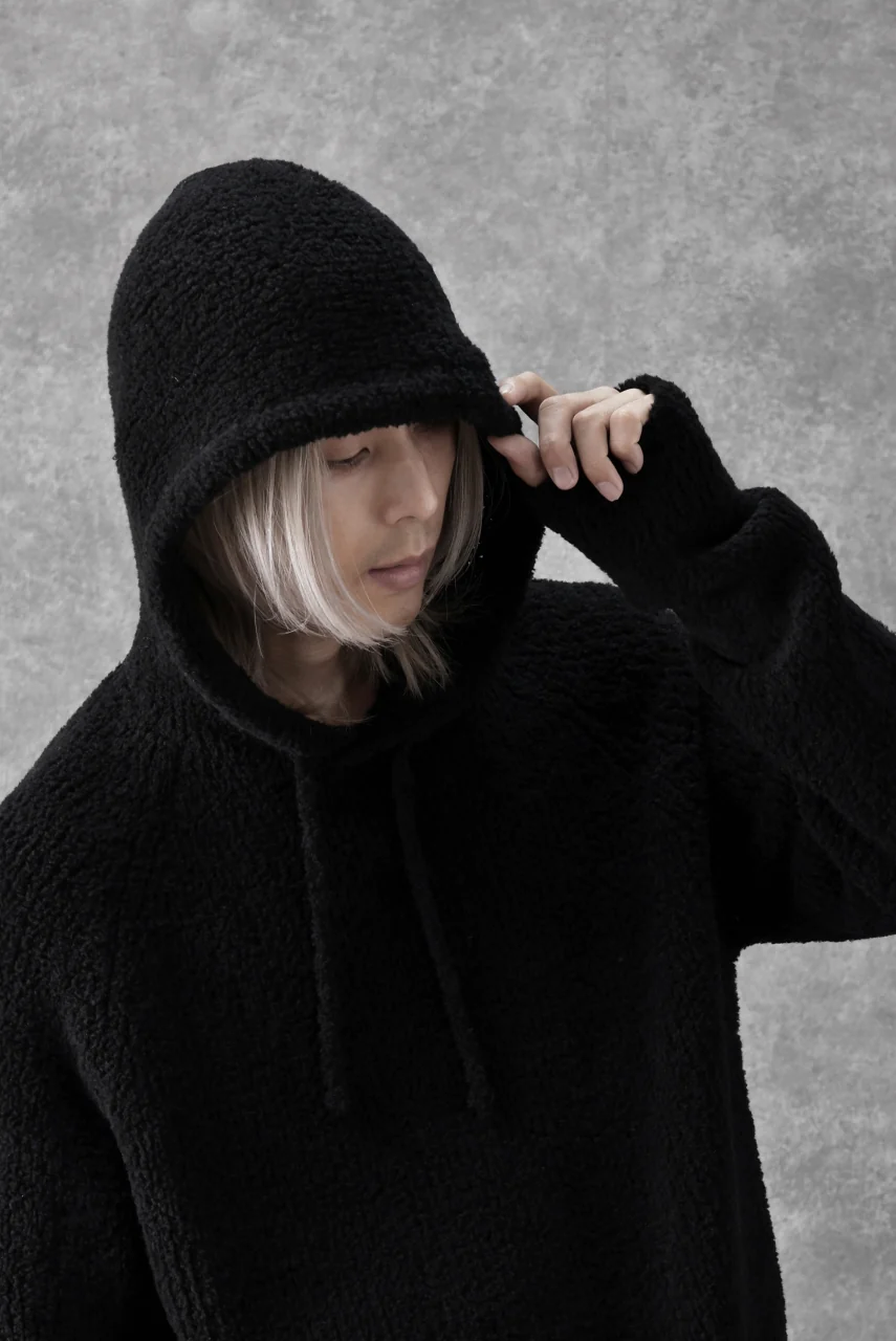 Ten c BOUCLE WOOL KNIT HOODIE (BLACK) - Image 15