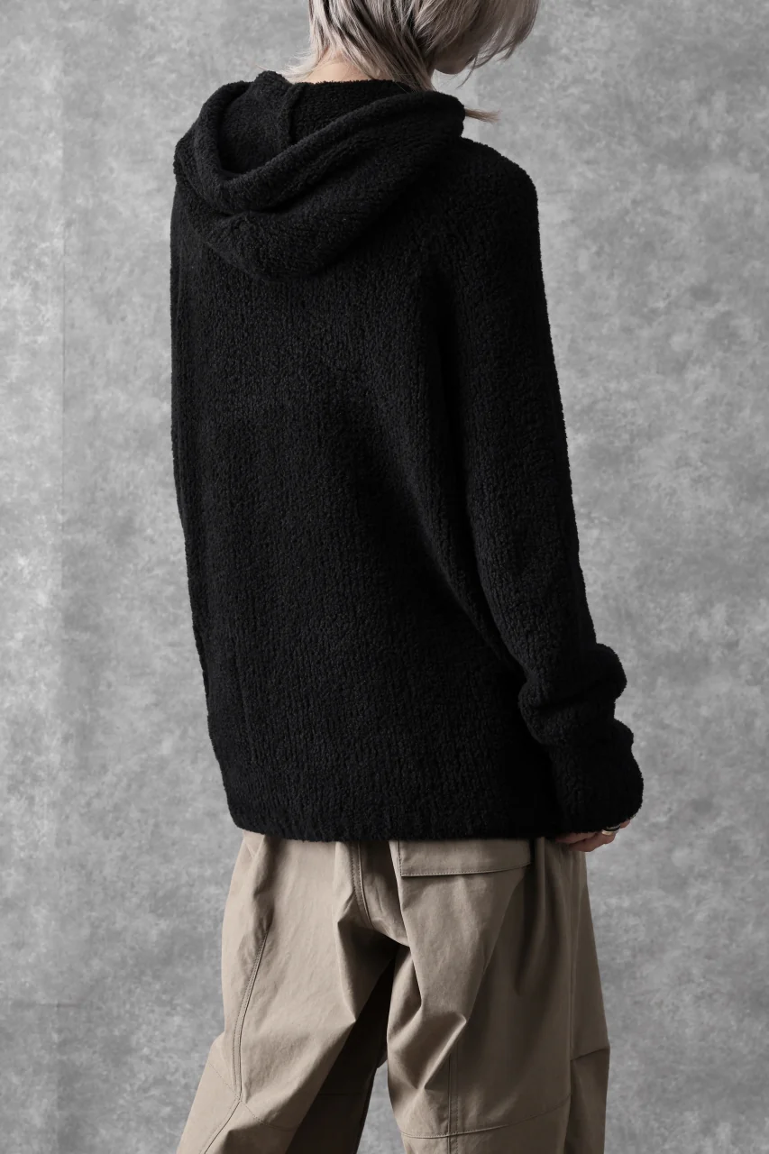 Ten c BOUCLE WOOL KNIT HOODIE (BLACK) - Image 5