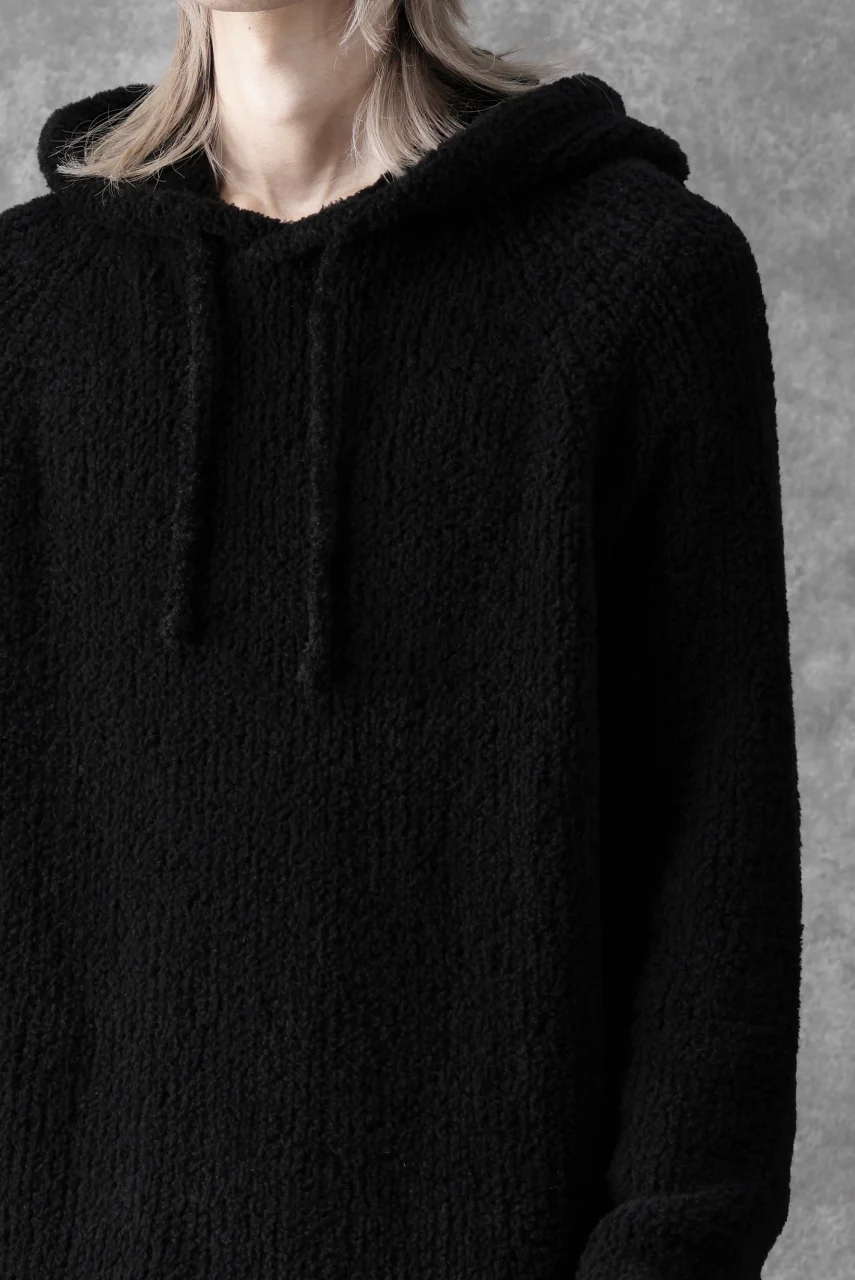 Ten c BOUCLE WOOL KNIT HOODIE (BLACK) - Image 9
