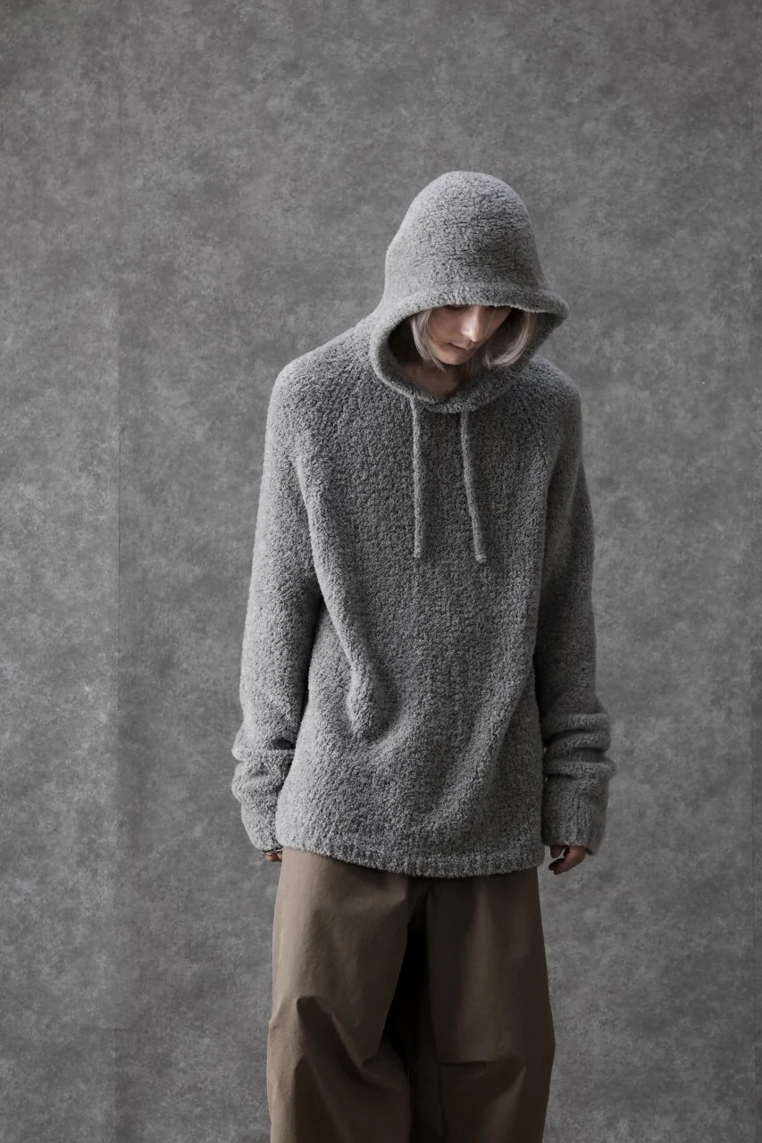 Ten c BOUCLE WOOL KNIT HOODIE (GRAY) - Image 18