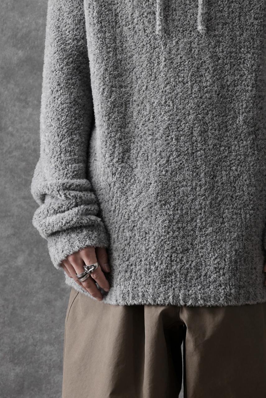 Ten c BOUCLE WOOL KNIT HOODIE (GRAY) - Image 20