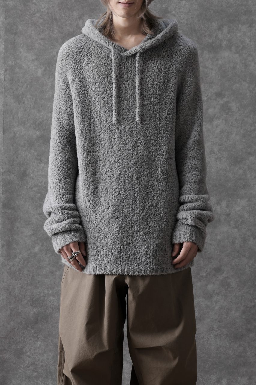 Ten c BOUCLE WOOL KNIT HOODIE (GRAY) - Image 3