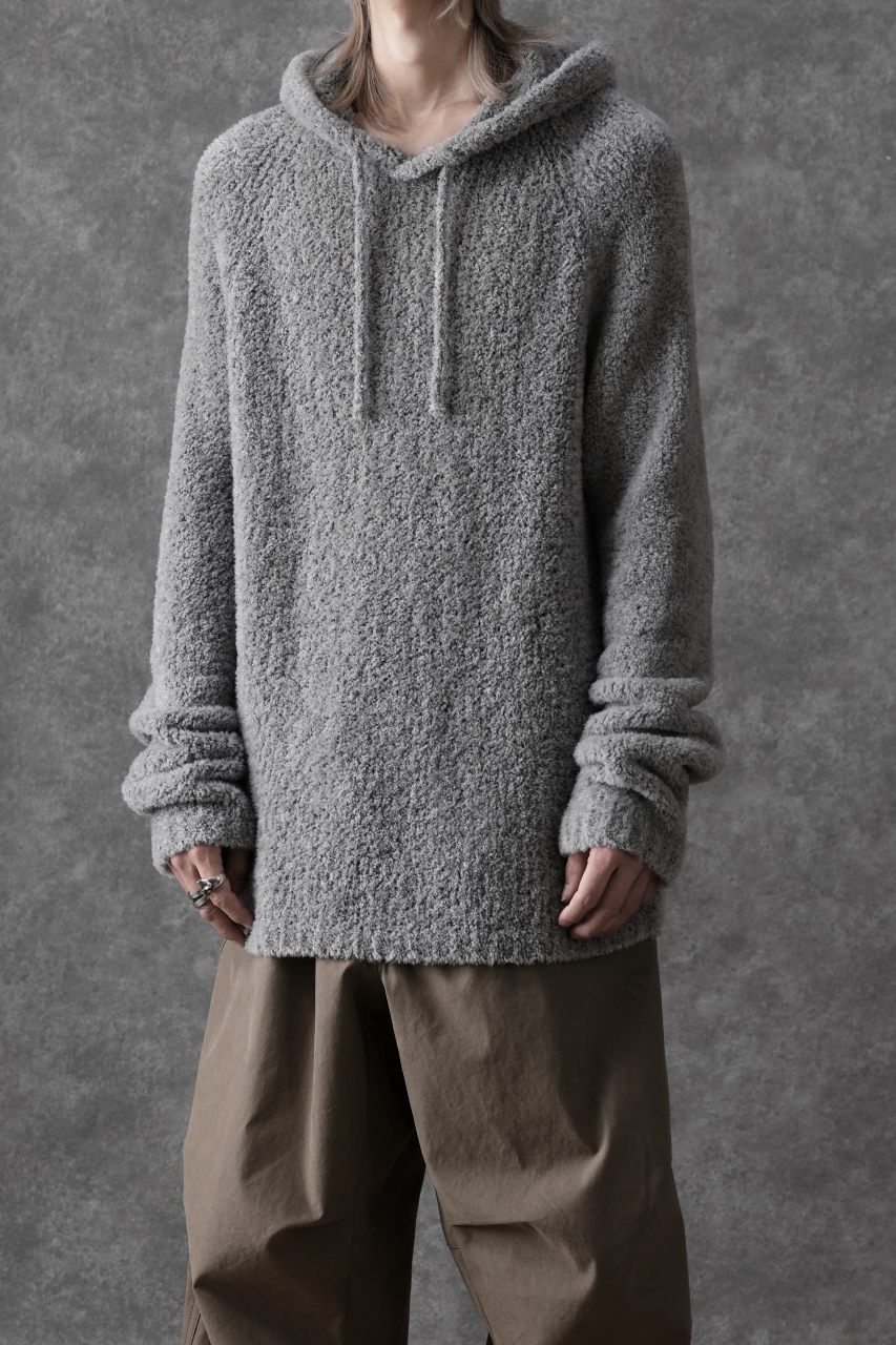 Ten c BOUCLE WOOL KNIT HOODIE (GRAY) - Image 4