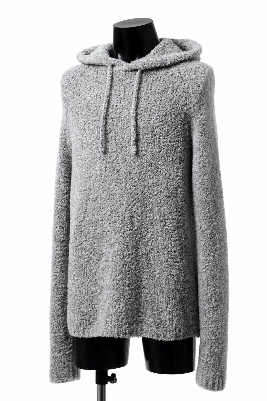 Ten c BOUCLE WOOL KNIT HOODIE (GRAY) - Image 7