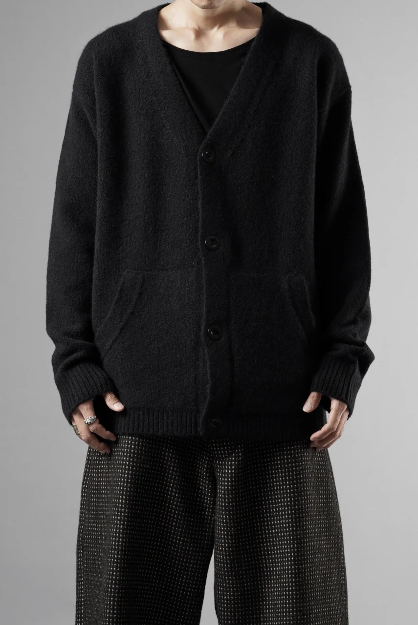 Ten c CARDIGAN / BRUSHED STRETCH WOOL (NERO) - Image 13