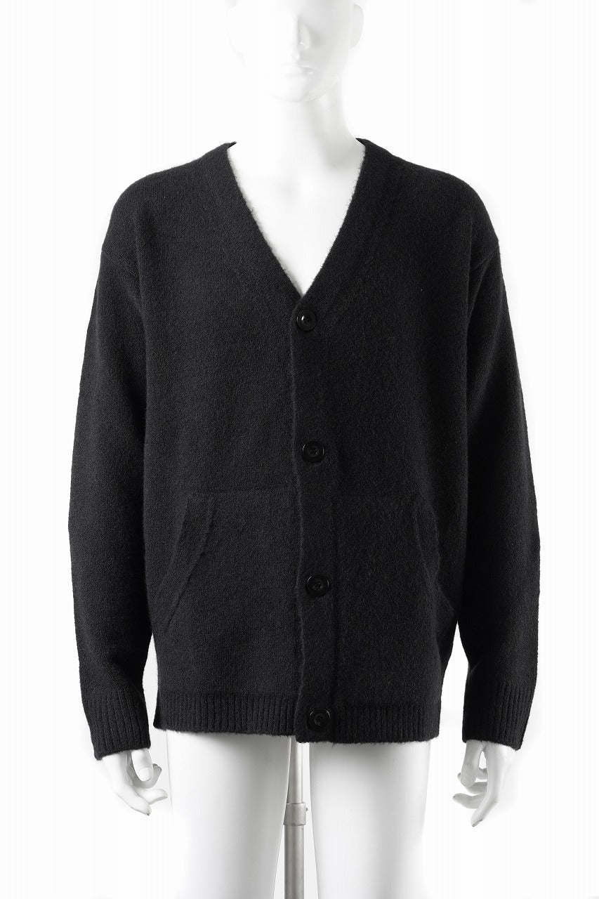 Ten c CARDIGAN / BRUSHED STRETCH WOOL (NERO) - Image 2