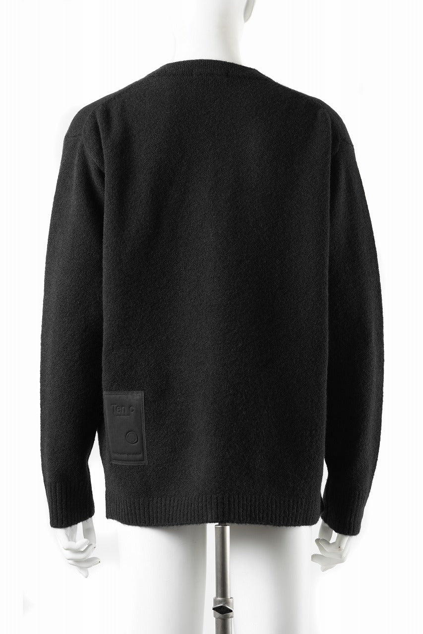 Ten c CARDIGAN / BRUSHED STRETCH WOOL (NERO) - Image 4