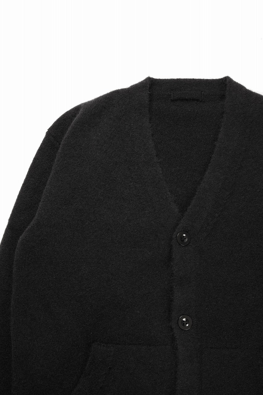 Ten c CARDIGAN / BRUSHED STRETCH WOOL (NERO) - Image 7