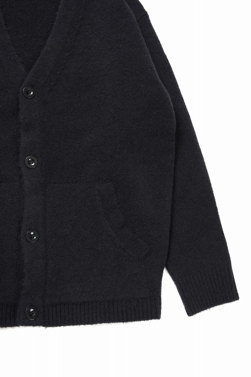 Ten c CARDIGAN / BRUSHED STRETCH WOOL (NERO) - Image 8