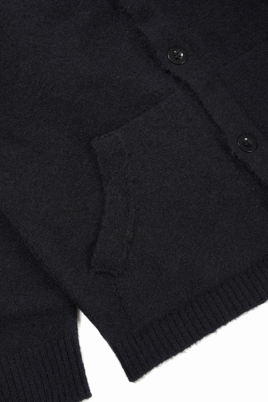 Ten c CARDIGAN / BRUSHED STRETCH WOOL (NERO) - Image 9