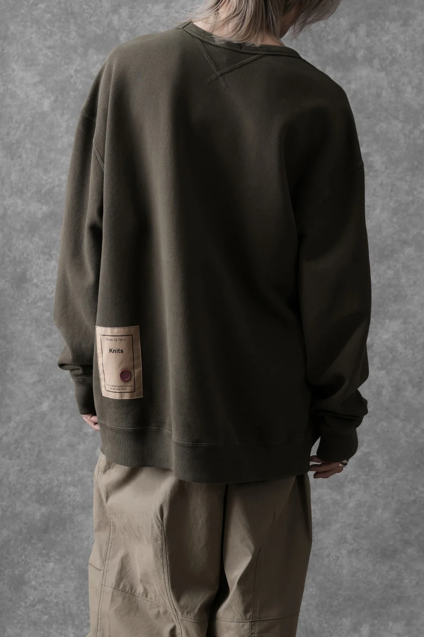 Ten c COTTON JERSEY SWEAT SHIRT / GARMENT DYED (DARK OLIVE) - Image 7