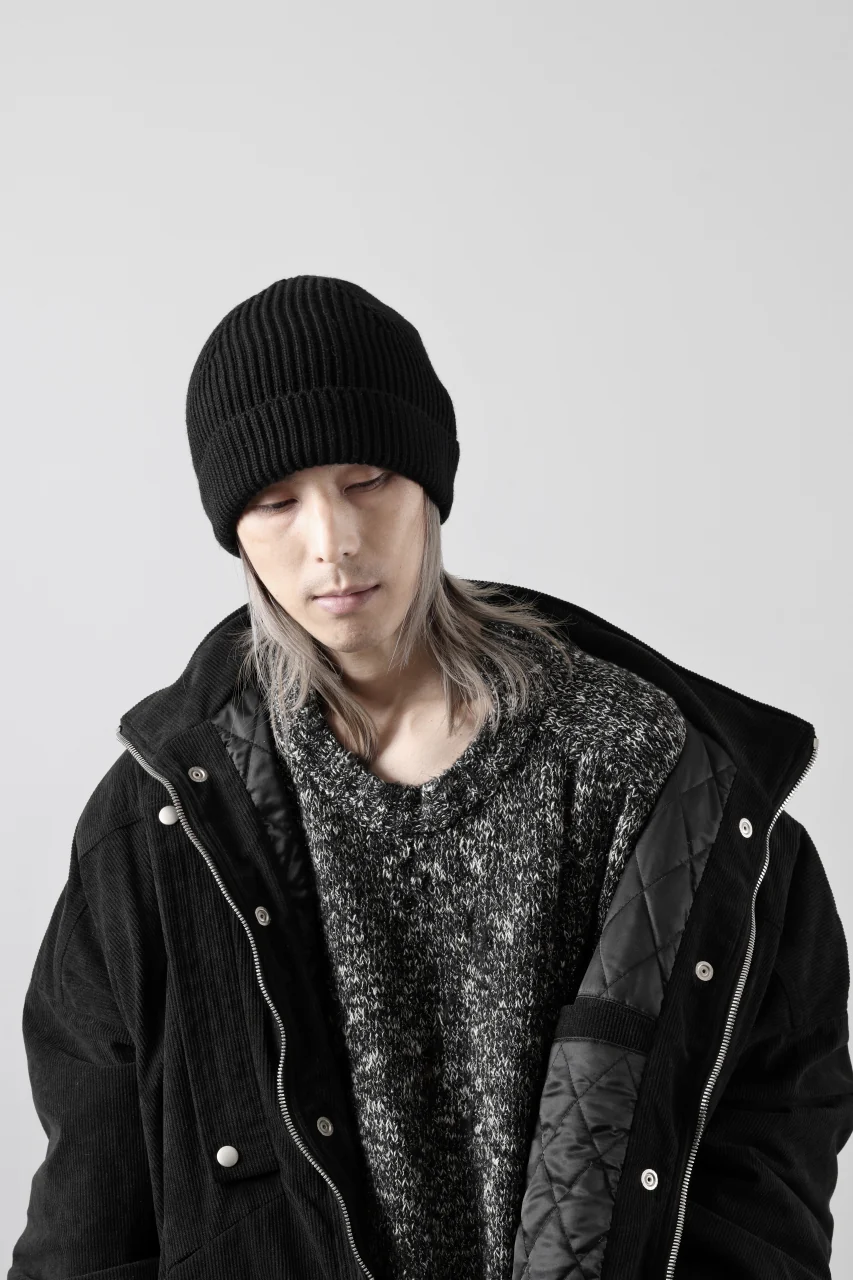 Ten c FISHERMAN RIBBED BEANIE / EXTRA FINE MERINOS WOOL (BLACK) - Image 22