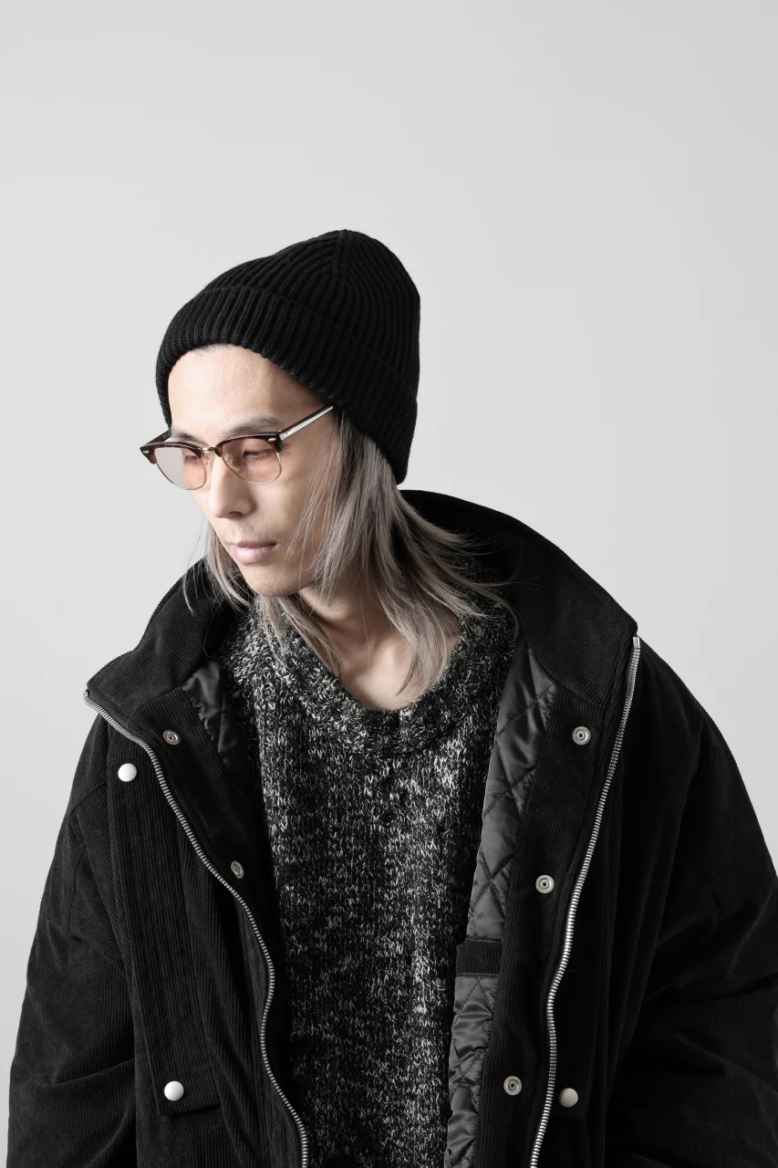 Ten c FISHERMAN RIBBED BEANIE / EXTRA FINE MERINOS WOOL (BLACK) - Image 4