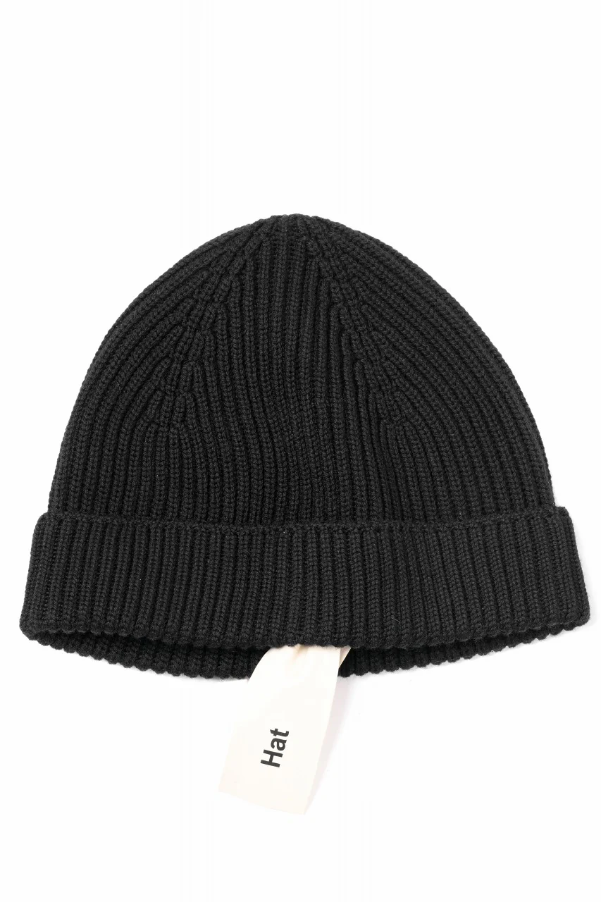 Ten c FISHERMAN RIBBED BEANIE / EXTRA FINE MERINOS WOOL (BLACK) - Image 6