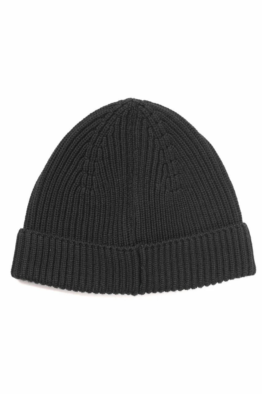 Ten c FISHERMAN RIBBED BEANIE / EXTRA FINE MERINOS WOOL (BLACK) - Image 8