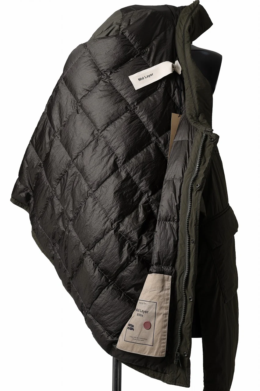 Ten c LIGHT DOWN FIELD JACKET / GARMENT DYED NYLON TACTEL (DARK GREEN) - Image 8