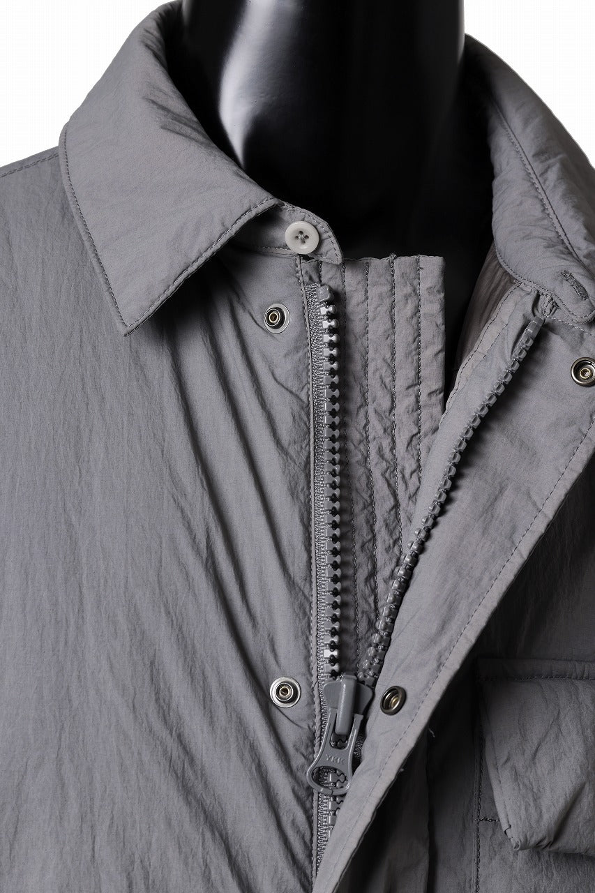 Ten c LIGHT DOWN FIELD JACKET / GARMENT DYED NYLON TACTEL (GRAY) - Image 14