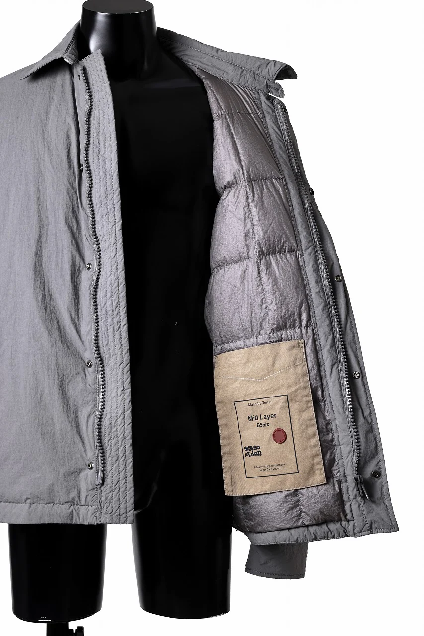 Ten c LIGHT DOWN FIELD JACKET / GARMENT DYED NYLON TACTEL (GRAY) - Image 19