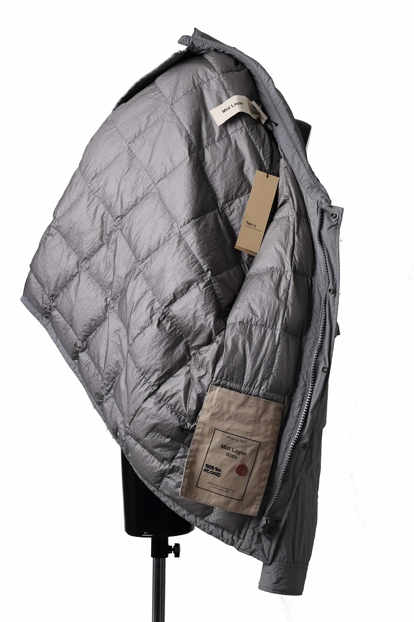 Ten c LIGHT DOWN FIELD JACKET / GARMENT DYED NYLON TACTEL (GRAY) - Image 9