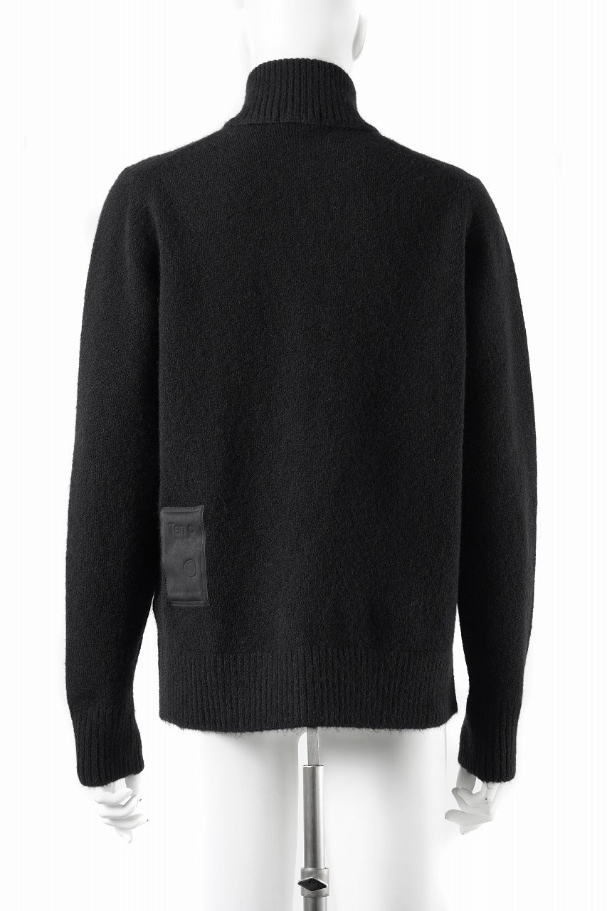 Ten c MAGLIERIA MAGLIA APERTA / BRUSHED STRETCH WOOL (NERO) - Image 4