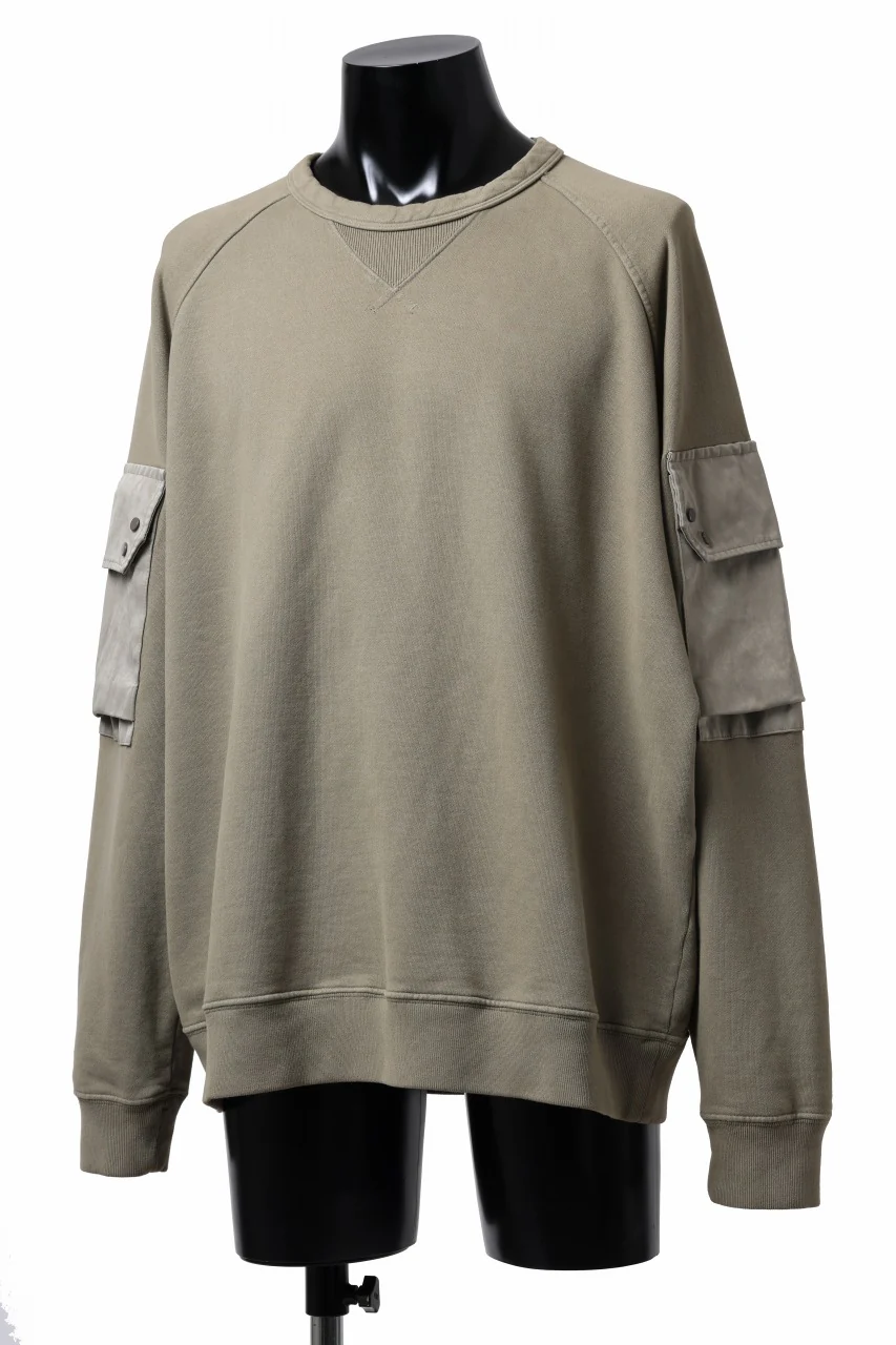 Ten c MULTI POCKET SNAP CREW SWEAT / GARMENT DYED (ASH GRAY) - Image 2