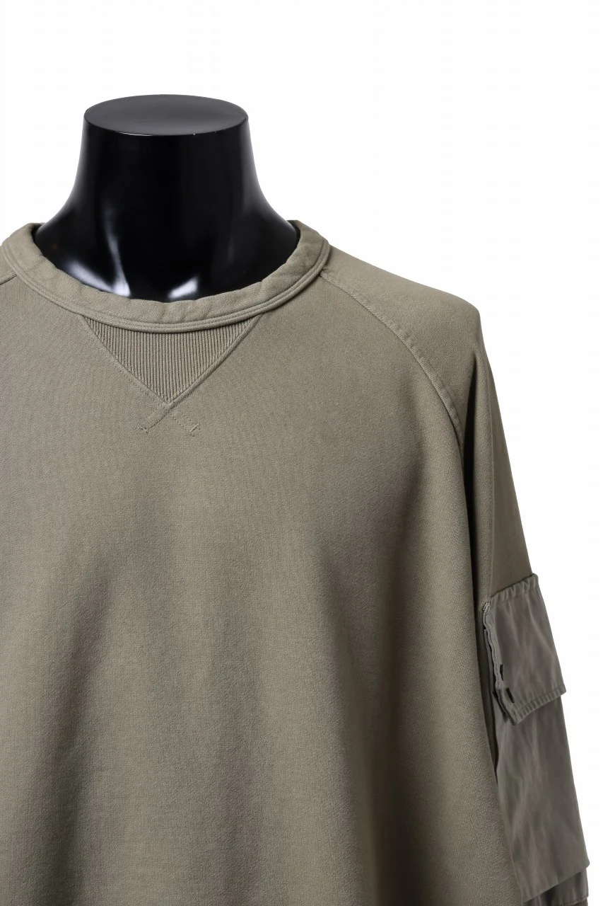 Ten c MULTI POCKET SNAP CREW SWEAT / GARMENT DYED (ASH GRAY) - Image 6