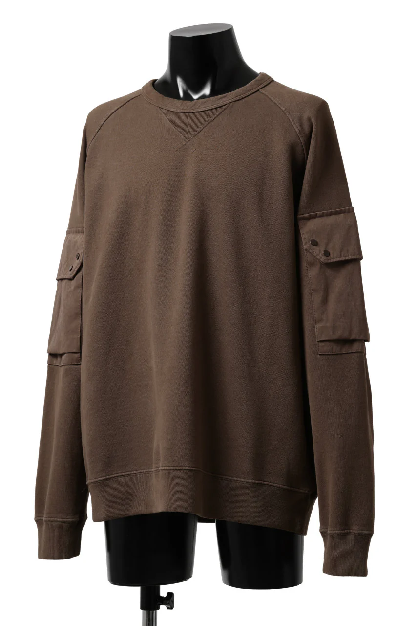 Ten c MULTI POCKET SNAP CREW SWEAT / GARMENT DYED (BROWN) - Image 11