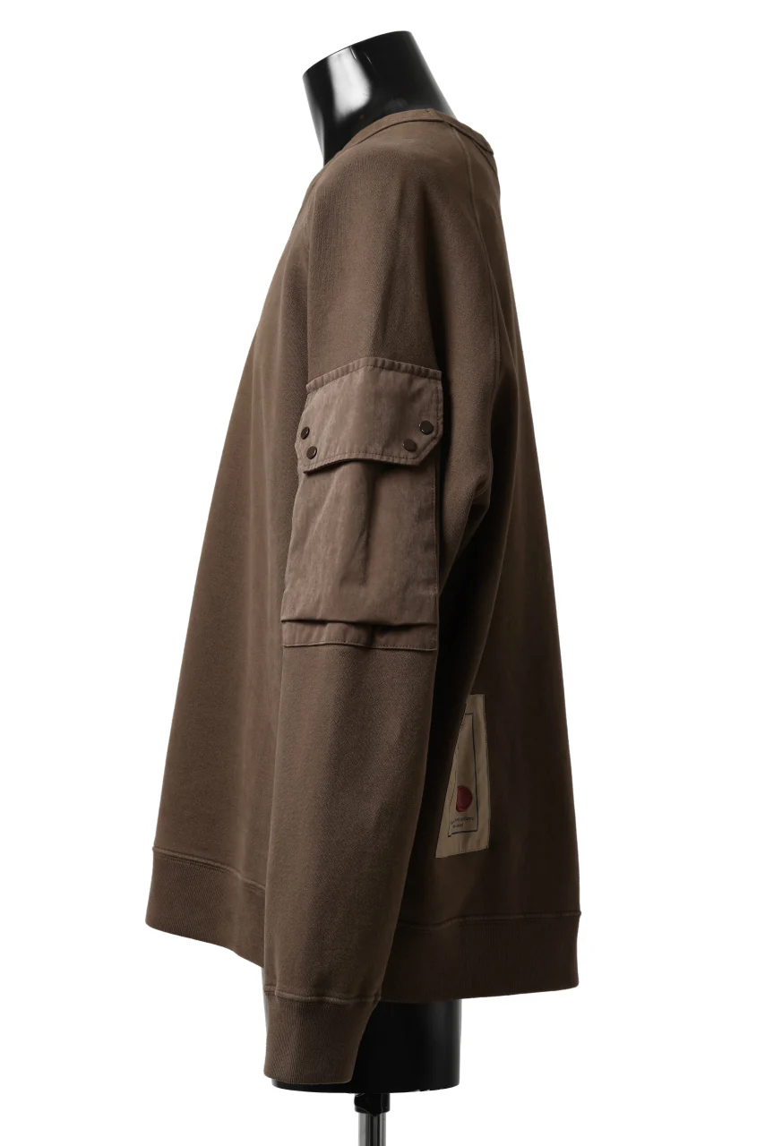 Ten c MULTI POCKET SNAP CREW SWEAT / GARMENT DYED (BROWN) - Image 12