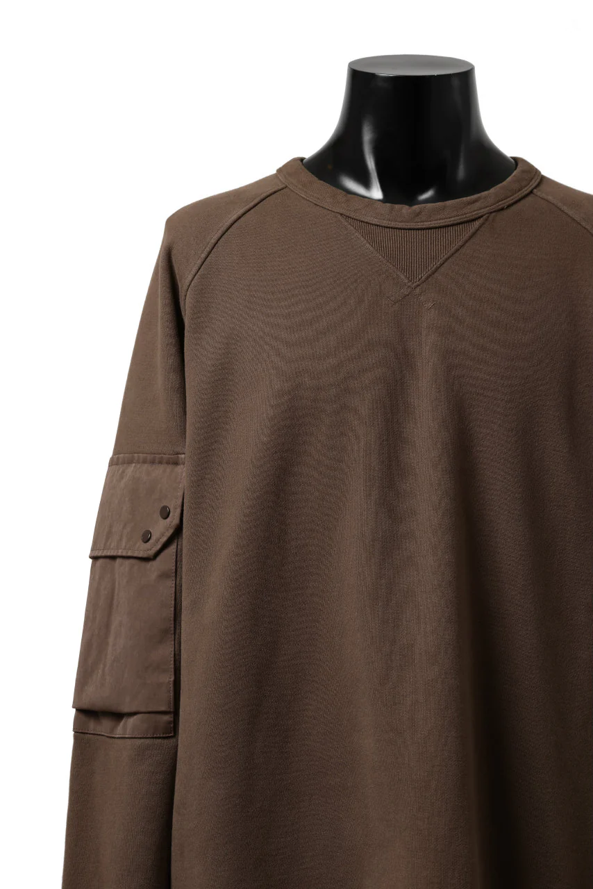 Ten c MULTI POCKET SNAP CREW SWEAT / GARMENT DYED (BROWN) - Image 15