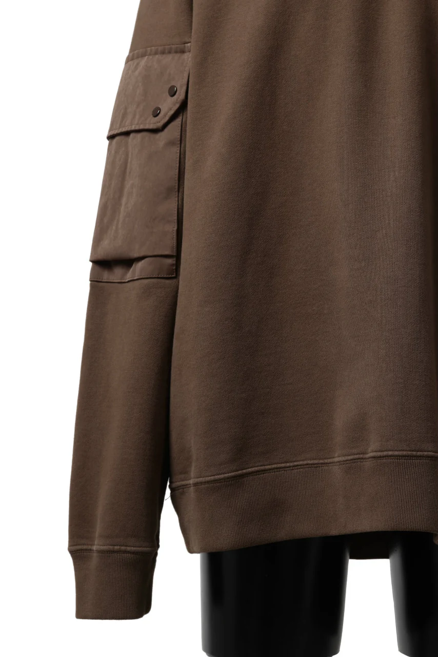 Ten c MULTI POCKET SNAP CREW SWEAT / GARMENT DYED (BROWN) - Image 17
