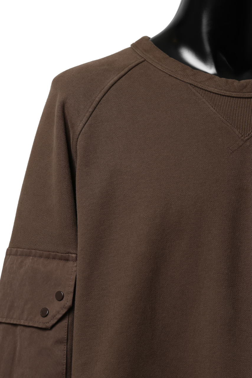 Ten c MULTI POCKET SNAP CREW SWEAT / GARMENT DYED (BROWN) - Image 18