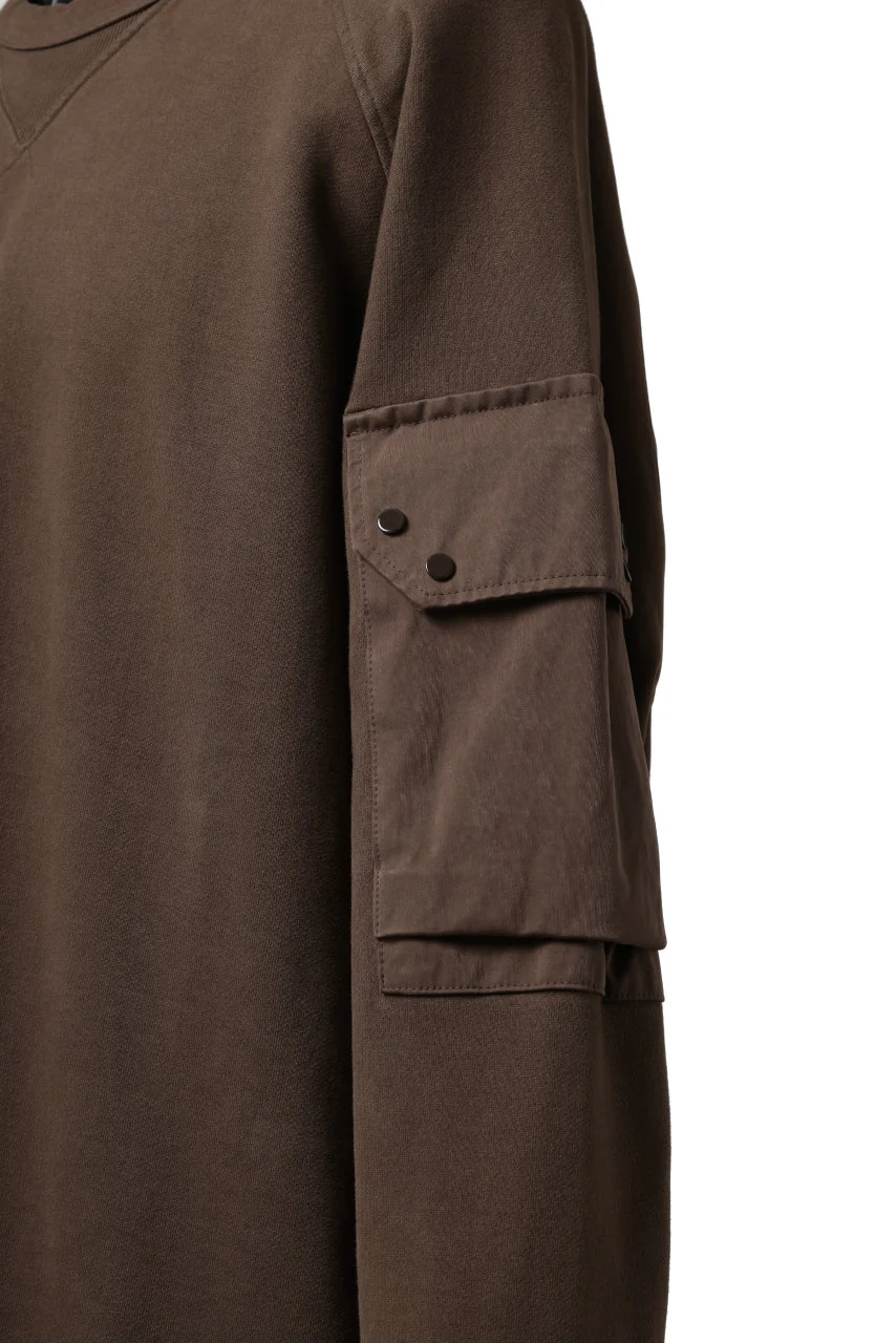 Ten c MULTI POCKET SNAP CREW SWEAT / GARMENT DYED (BROWN) - Image 22