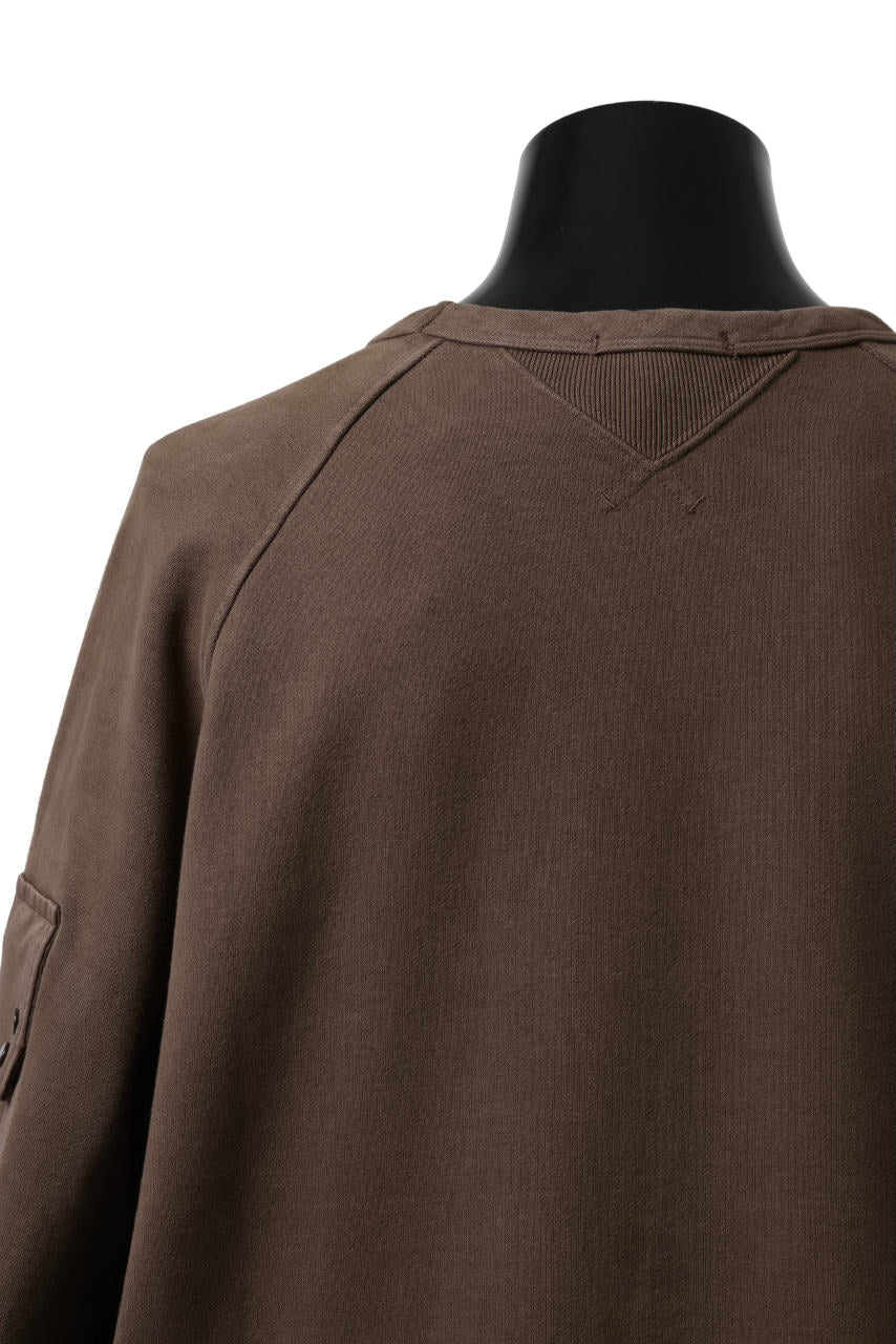Ten c MULTI POCKET SNAP CREW SWEAT / GARMENT DYED (BROWN) - Image 25