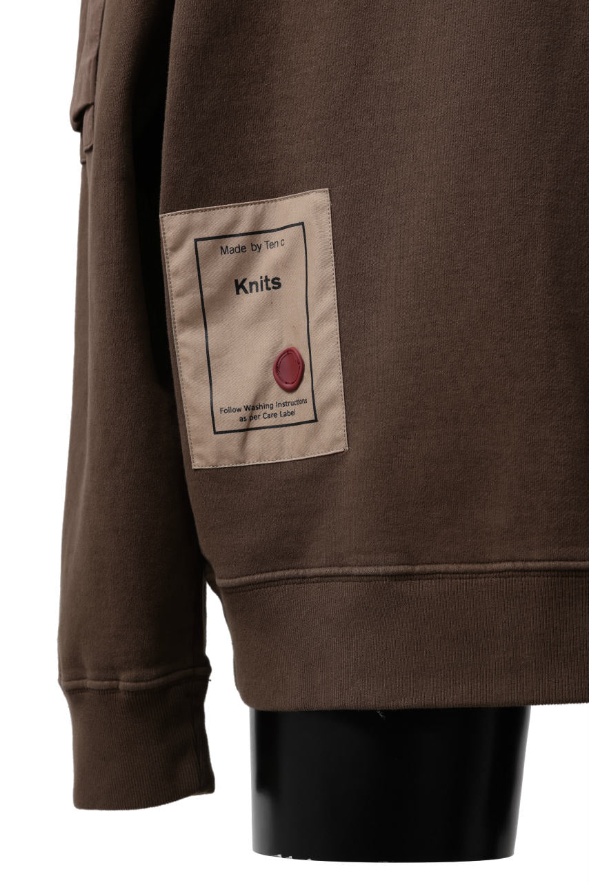 Ten c MULTI POCKET SNAP CREW SWEAT / GARMENT DYED (BROWN) - Image 26