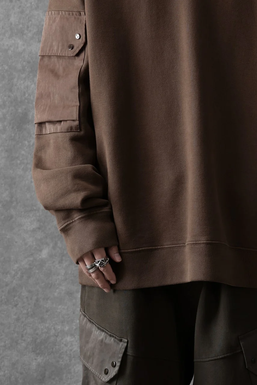 Ten c MULTI POCKET SNAP CREW SWEAT / GARMENT DYED (BROWN) - Image 34