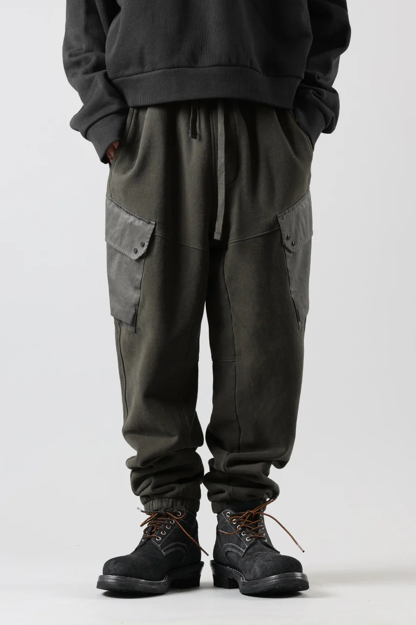 Ten c MULTI POCKET SNAP SWEAT PANTS / GARMENT DYED (DARK OLIVE) - Image 4