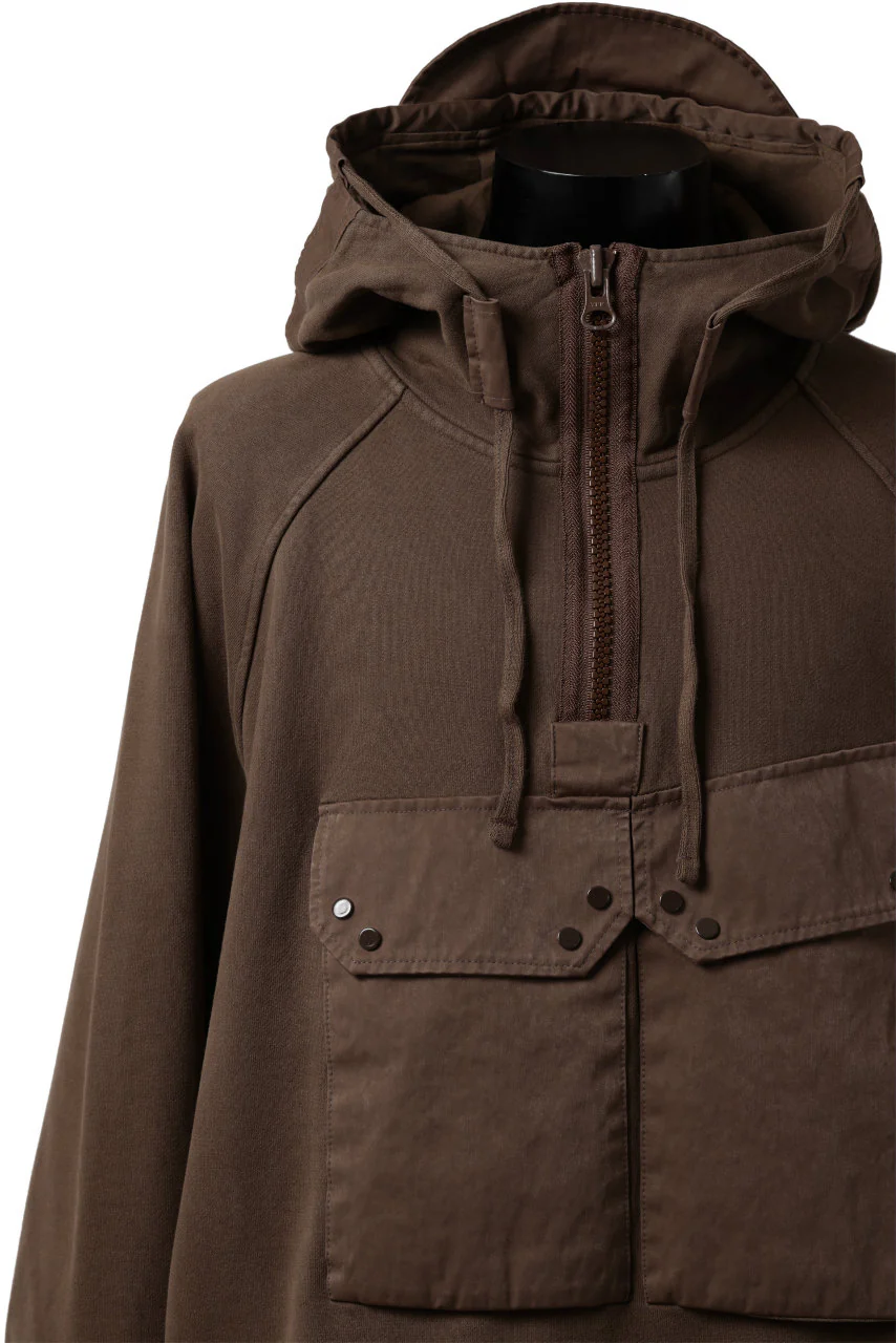 Ten c MULTI POCKET ZIP HOODIE / GARMENT DYED (BROWN) - Image 14