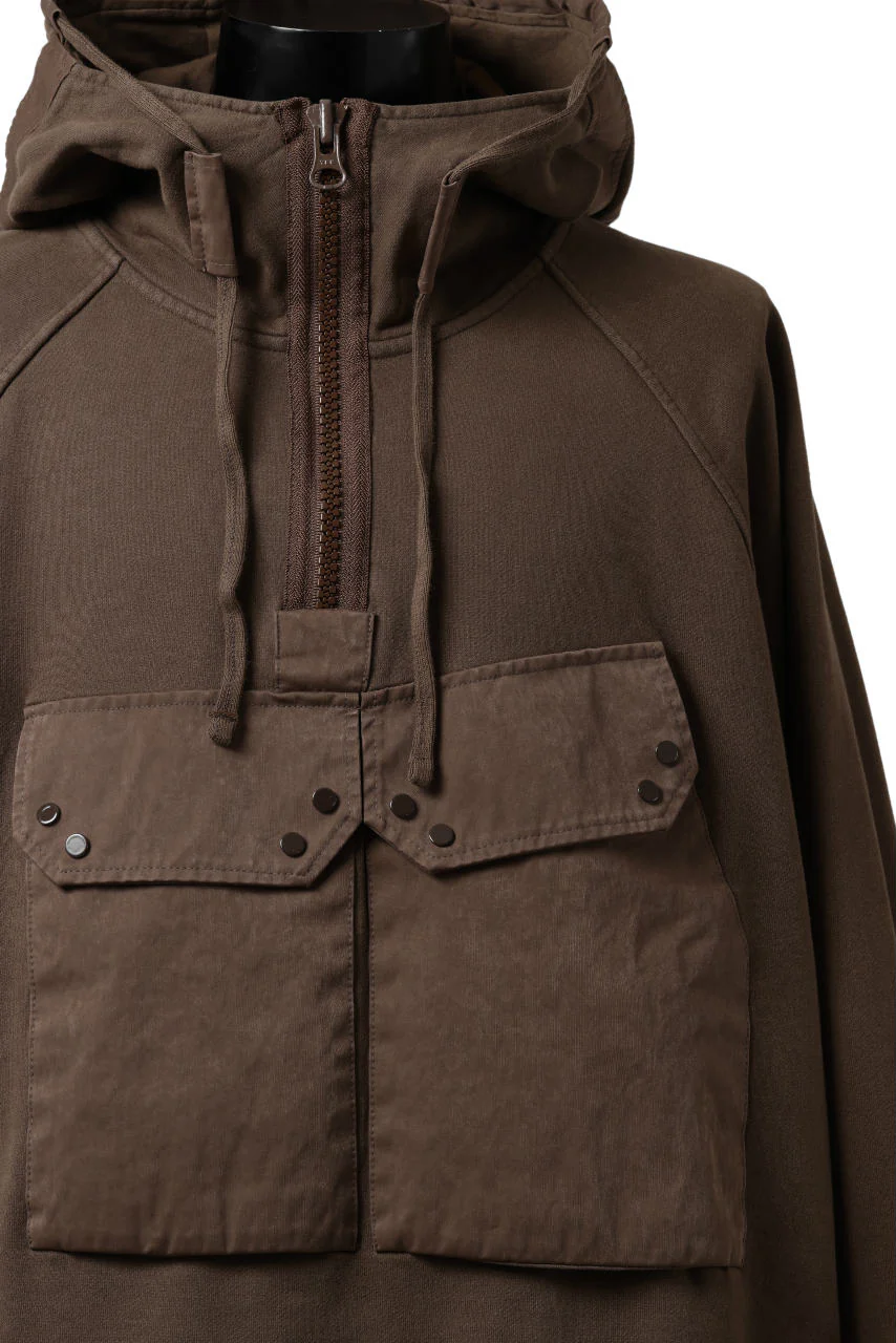 Ten c MULTI POCKET ZIP HOODIE / GARMENT DYED (BROWN) - Image 15