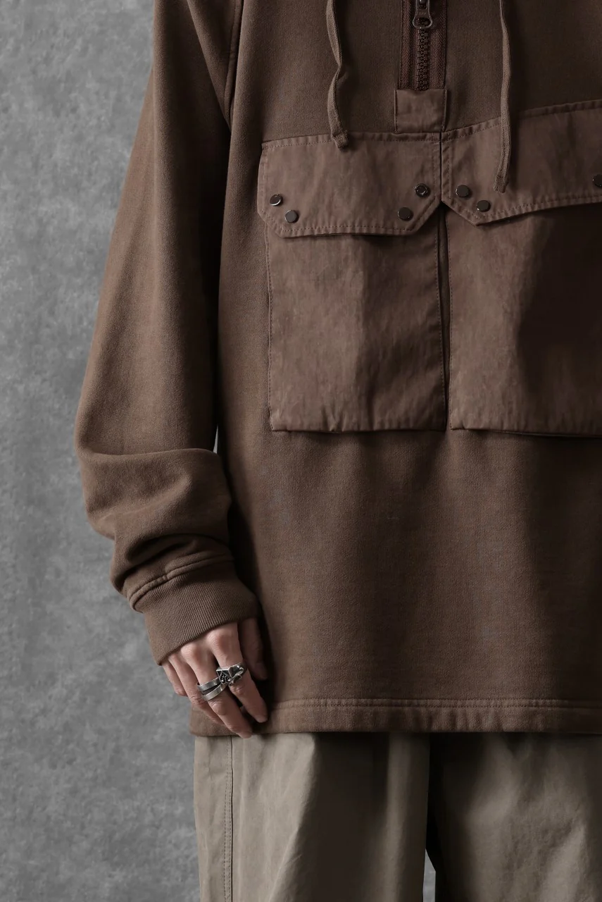 Ten c MULTI POCKET ZIP HOODIE / GARMENT DYED (BROWN) - Image 29
