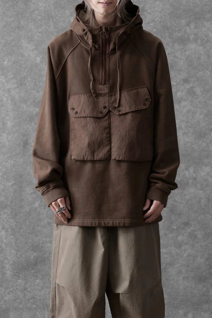 Ten c MULTI POCKET ZIP HOODIE / GARMENT DYED (BROWN) - Image 3