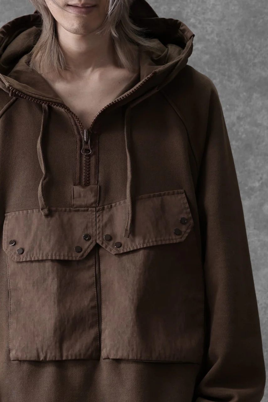 Ten c MULTI POCKET ZIP HOODIE / GARMENT DYED (BROWN) - Image 30