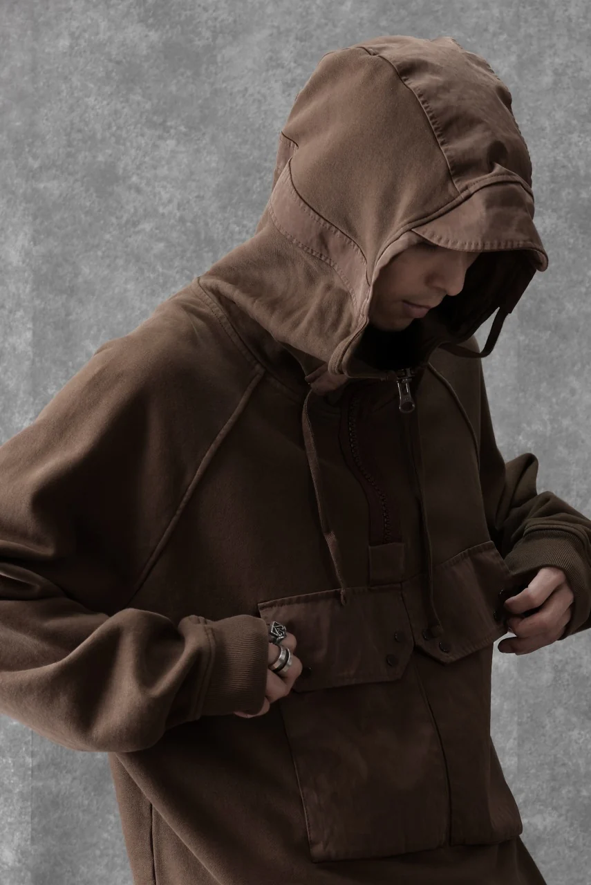 Ten c MULTI POCKET ZIP HOODIE / GARMENT DYED (BROWN) - Image 35