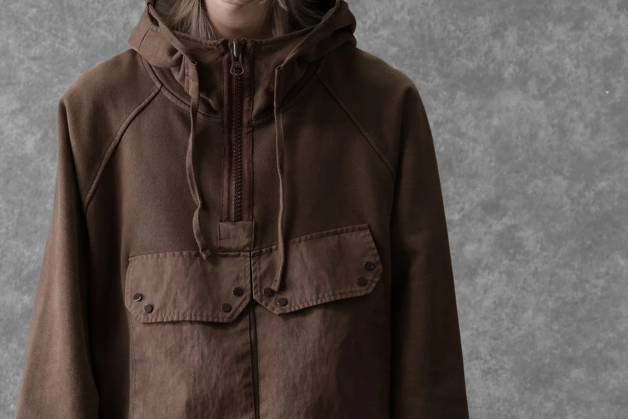 Ten c MULTI POCKET ZIP HOODIE / GARMENT DYED (BROWN) - Image 36