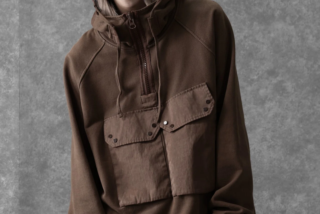 Ten c MULTI POCKET ZIP HOODIE / GARMENT DYED (BROWN) - Image 37