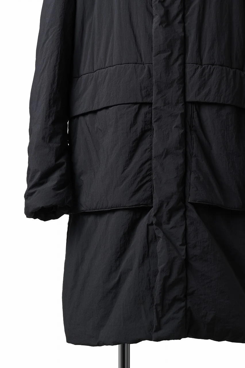 Ten c PADDED PARKA COAT / GARMENT DYED NYLON TACTEL (BLACK) - Image 10