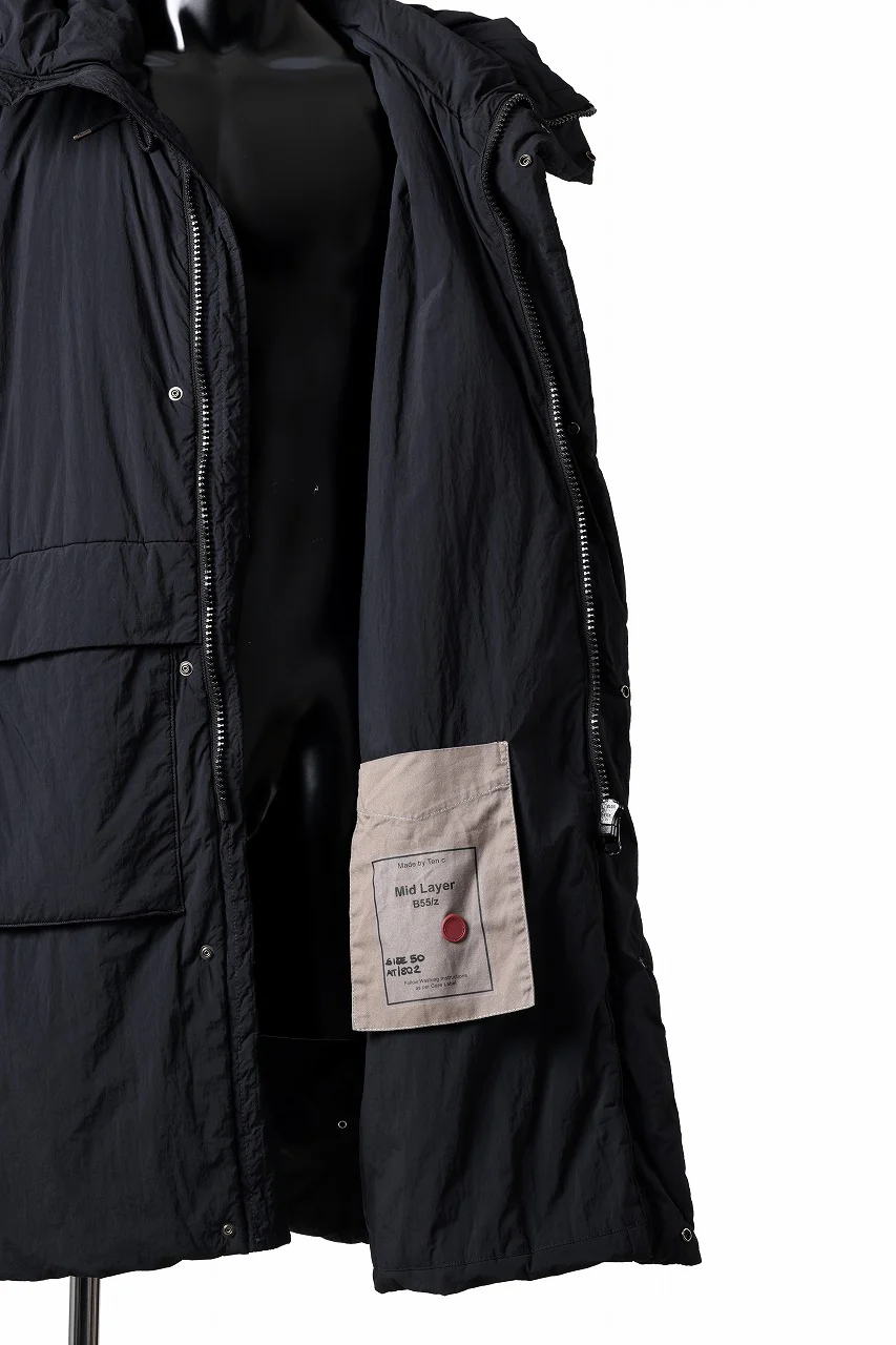 Ten c PADDED PARKA COAT / GARMENT DYED NYLON TACTEL (BLACK) - Image 19