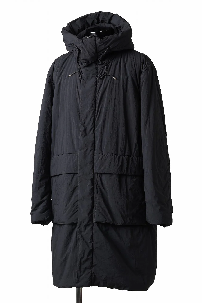 Ten c PADDED PARKA COAT / GARMENT DYED NYLON TACTEL (BLACK) - Image 2