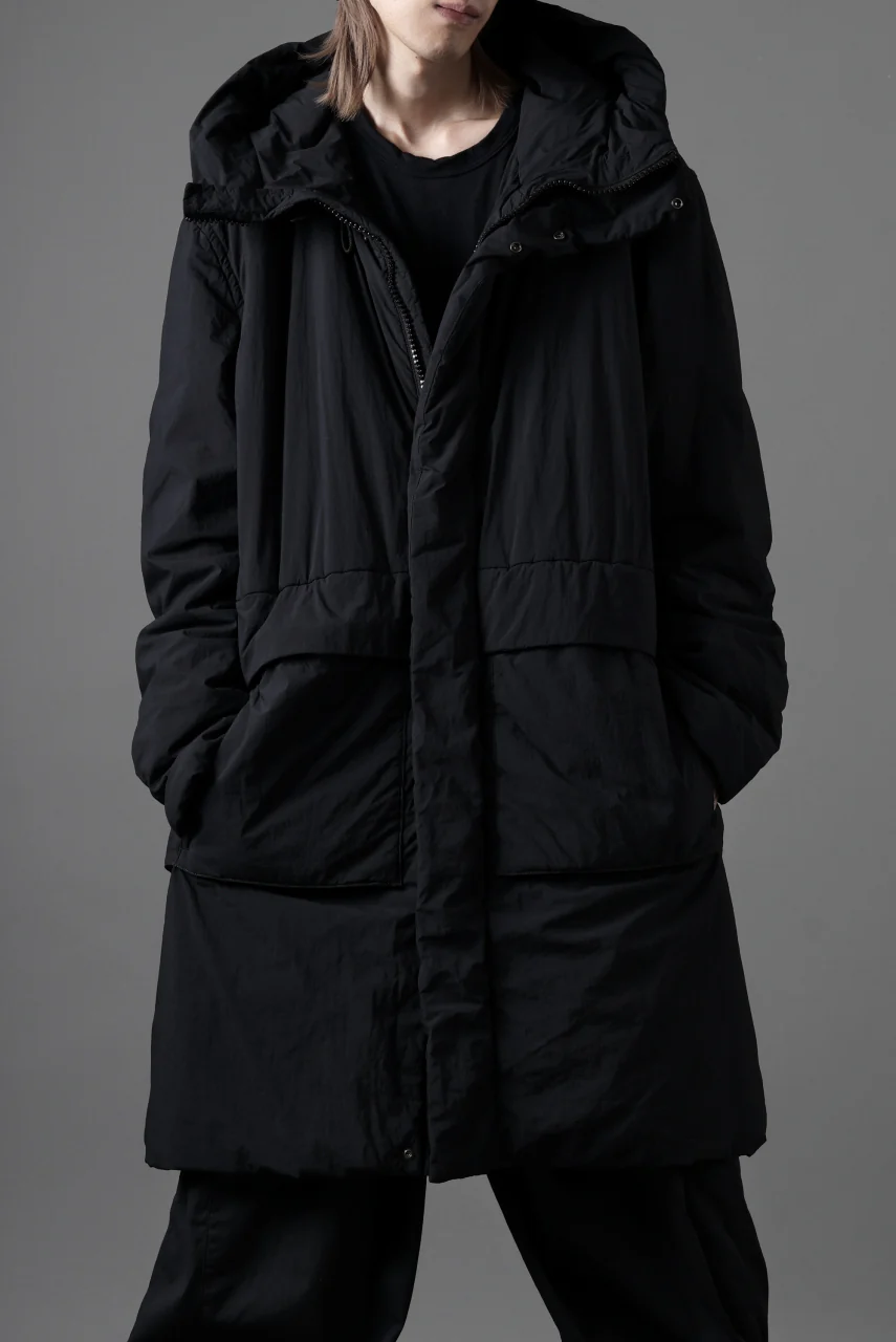 Ten c PADDED PARKA COAT / GARMENT DYED NYLON TACTEL (BLACK) - Image 23