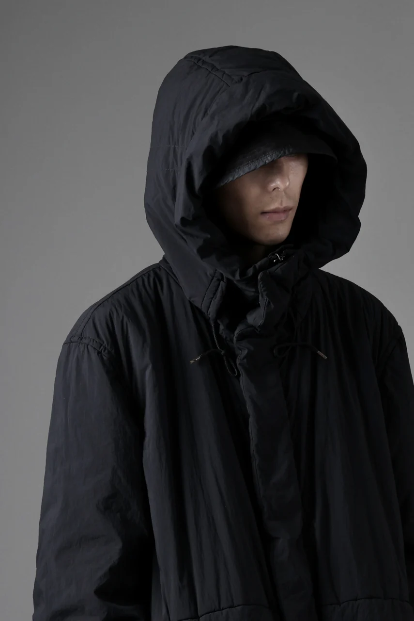 Ten c PADDED PARKA COAT / GARMENT DYED NYLON TACTEL (BLACK) - Image 24