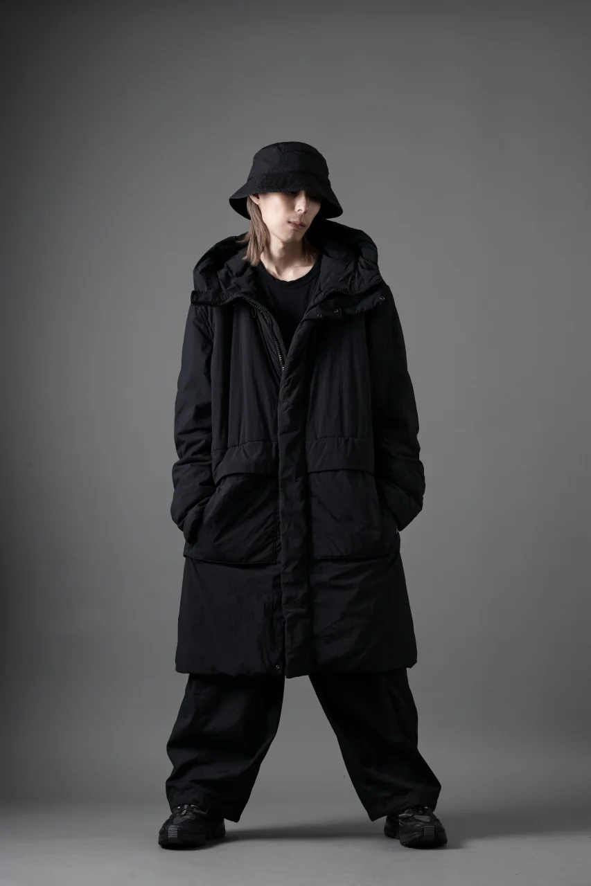 Ten c PADDED PARKA COAT / GARMENT DYED NYLON TACTEL (BLACK) - Image 31